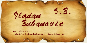 Vladan Bubanović vizit kartica